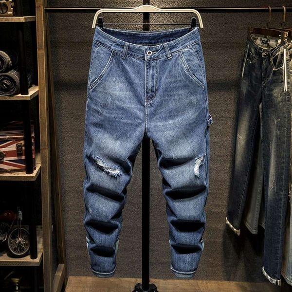 2020 holed jeans loose fashion brand harlan tapered printed long pants men's handsome youth, Blue
2020 holed jeans loose fashion brand harlan tapered printed long pants men's handsome youth, Blue