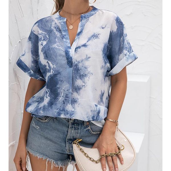 women's blouses & shirts fashion t-shirt v-neck tie-dye print summer short sleeve retro t-shirts casual loose elegant blue t shirt, White
women's blouses & shirts fashion t-shirt v-neck tie-dye print summer short sleeve retro t-shirts casual loose elegant blue t shirt, White