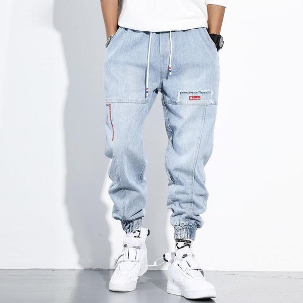men's jeans ankle length trousers streetwear 2021 hip hop harem pants men loose joggers denim casual sweatpants korea, Blue
men's jeans ankle length trousers streetwear 2021 hip hop harem pants men loose joggers denim casual sweatpants korea, Blue