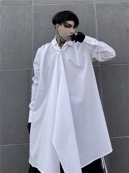 men's casual shirts long-sleeve shirt spring and autumn personality niche design strap cardigan stage outfit large size, White;black
men's casual shirts long-sleeve shirt spring and autumn personality niche design strap cardigan stage outfit large size, White;black
