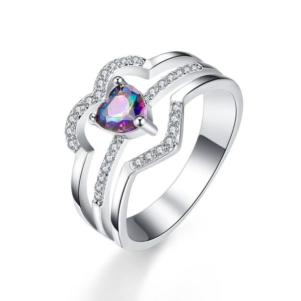wedding rings silver color love heart engagement zircon ring band jewelry, Slivery;golden
wedding rings silver color love heart engagement zircon ring band jewelry, Slivery;golden