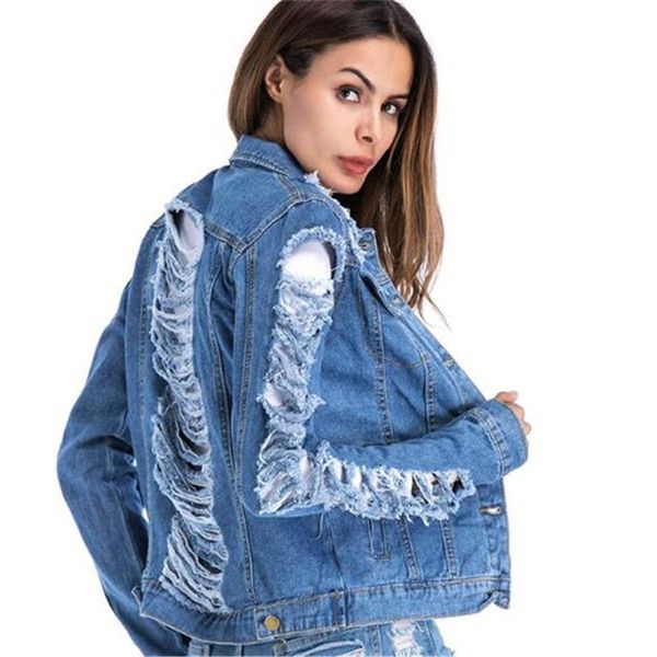 women's jackets spring autumn ripped denim jacket plus size coat clothes, Black;brown
women's jackets spring autumn ripped denim jacket plus size coat clothes, Black;brown