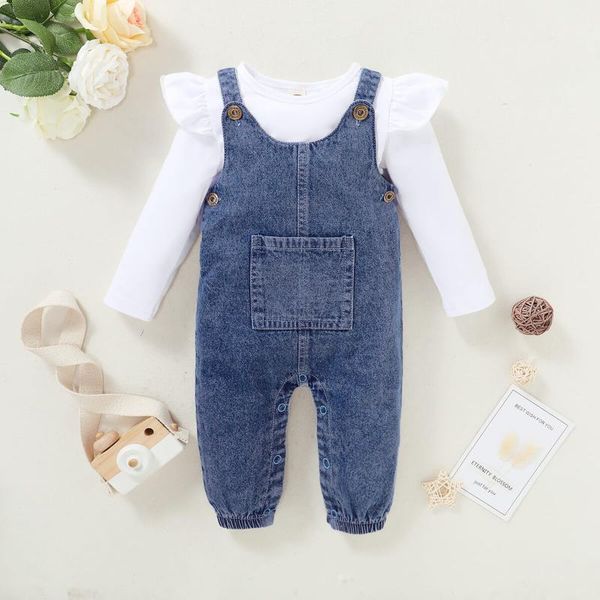 clothing sets baby girl clothes set long sleeve spring/autumn born babi 2-pieces romper denim overalls outfits toddler girls, White
clothing sets baby girl clothes set long sleeve spring/autumn born babi 2-pieces romper denim overalls outfits toddler girls, White