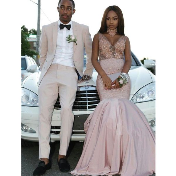 2022 pink floor length satin mermaid prom dresses halter v neck backless lace applique african evening gowns, Black
2022 pink floor length satin mermaid prom dresses halter v neck backless lace applique african evening gowns, Black