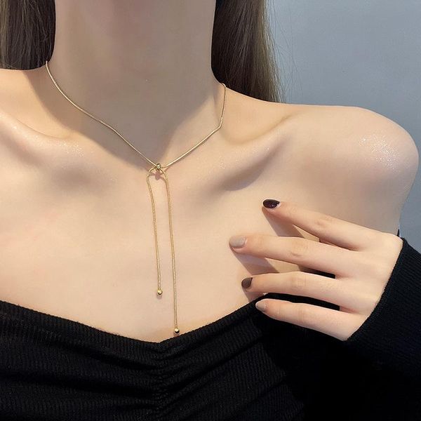 pendant necklaces adjustable snake bone necklace female korean cold wind pulling simple design temperament clavicle chain jewelry, Silver
pendant necklaces adjustable snake bone necklace female korean cold wind pulling simple design temperament clavicle chain jewelry, Silver