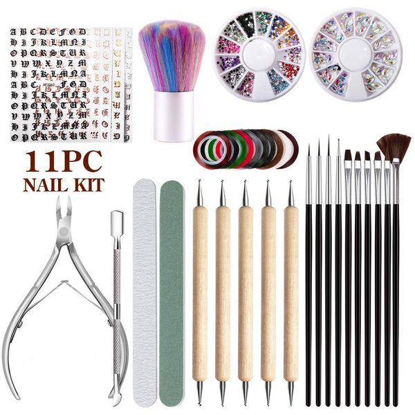 nail art kits 11 pc manicure tools set painting pen for gel polish dust brush dead skin scissors file gold silver thread diamond
nail art kits 11 pc manicure tools set painting pen for gel polish dust brush dead skin scissors file gold silver thread diamond