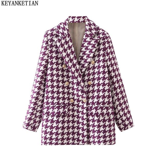 women's suits & blazers keyanketian 2021 autumn retro chidori lattice metal buckle woolen woven suit jacket long, White;black
women's suits & blazers keyanketian 2021 autumn retro chidori lattice metal buckle woolen woven suit jacket long, White;black