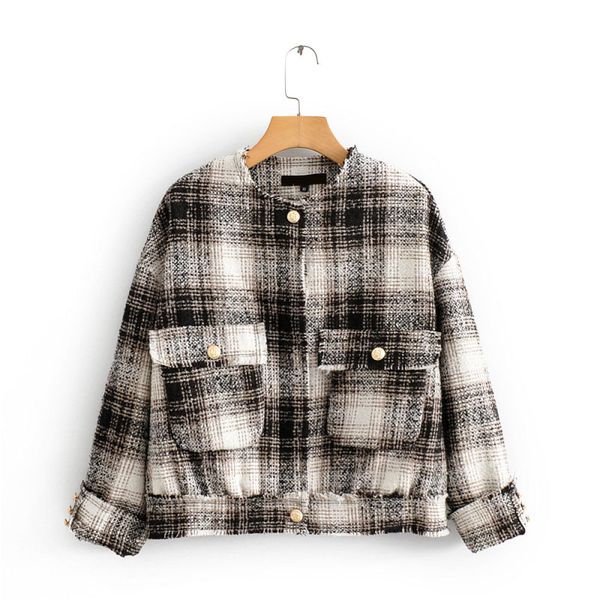 vintage chic women plaid pockets cashmere tweed jacket female fashion mandarin collar long sleeve coat casaco femme, Black;brown
vintage chic women plaid pockets cashmere tweed jacket female fashion mandarin collar long sleeve coat casaco femme, Black;brown