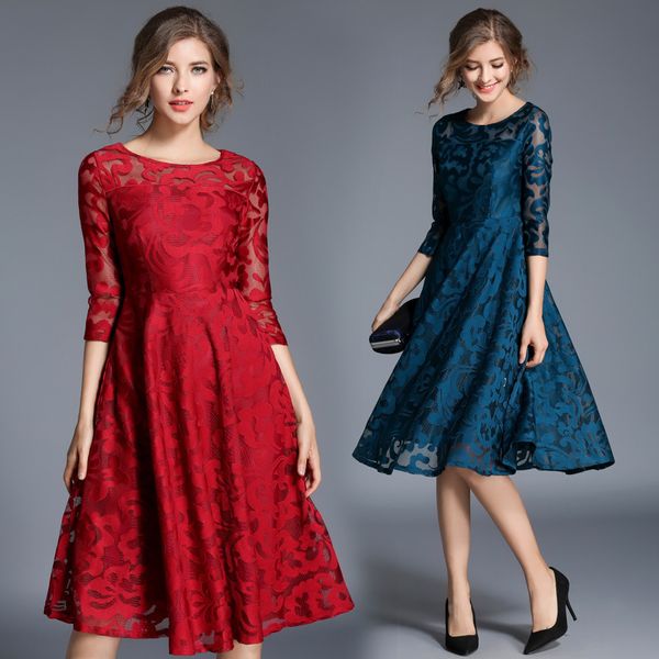 luxury casual drsladi temperament lace drs 2021 spring and summer quarter sleeve slim mid long swing skirt, Black;gray
luxury casual drsladi temperament lace drs 2021 spring and summer quarter sleeve slim mid long swing skirt, Black;gray