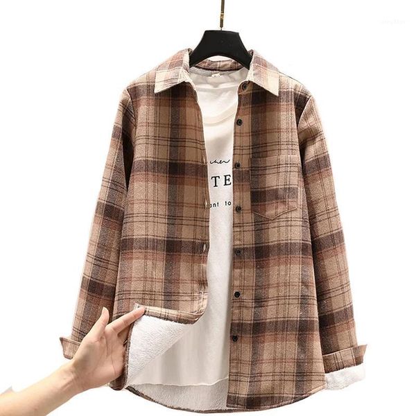 plaid shirt winter warm women velvet thicker jacket style coat female college lady casual outerwear women's blouses & shirts, White
plaid shirt winter warm women velvet thicker jacket style coat female college lady casual outerwear women's blouses & shirts, White