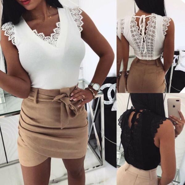women's blouses & shirts women lace t-shirt fashion ladies holiday casual camisole tank sleeveless v-neck solid slim female, White
women's blouses & shirts women lace t-shirt fashion ladies holiday casual camisole tank sleeveless v-neck solid slim female, White