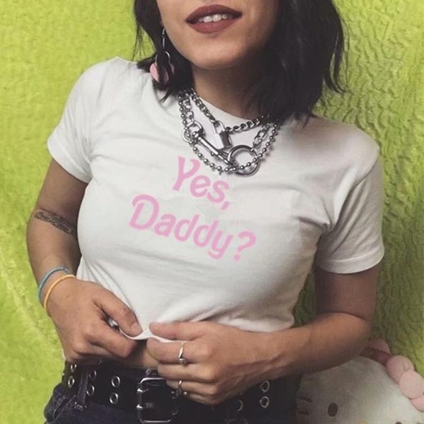 women's t-shirt yes daddy female couples short women casual girl cute funny tumblr street style tees, White
women's t-shirt yes daddy female couples short women casual girl cute funny tumblr street style tees, White