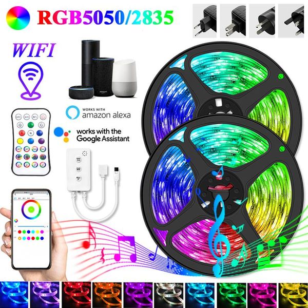 strips led strip lights wifi luces rgb smd 2835 flexible waterproof tape diode 5-30m dc 12v with remote control power adapter
strips led strip lights wifi luces rgb smd 2835 flexible waterproof tape diode 5-30m dc 12v with remote control power adapter