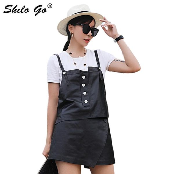 women's vests genuine leather black button front women casual clothing straight loose autumn spaghetti strap crop, Black;white
women's vests genuine leather black button front women casual clothing straight loose autumn spaghetti strap crop, Black;white