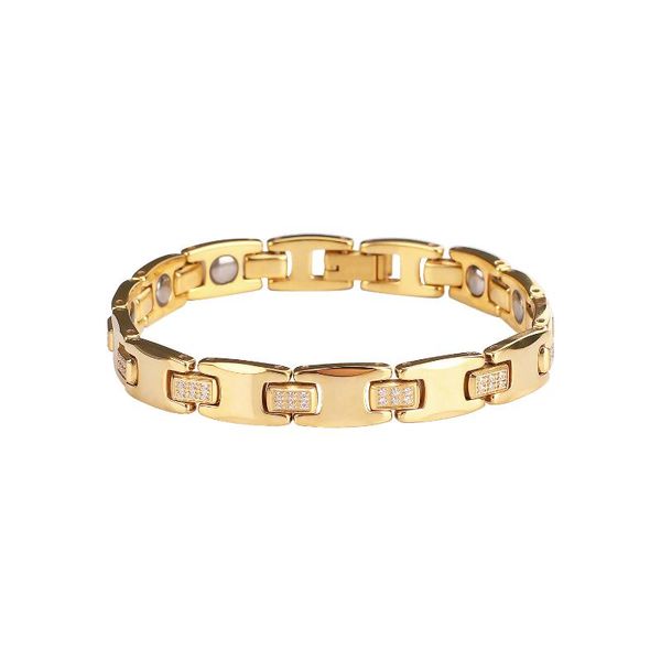 link, chain fashion women's bracelet rose gold /gold plated inlaid rhinestones and magnetic stone, Black
link, chain fashion women's bracelet rose gold /gold plated inlaid rhinestones and magnetic stone, Black