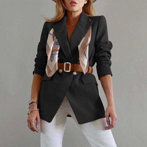 women's suits & blazers 2021 women double breasted for ladies fashion slim fit elegant casual ol coat khaki jacket blue black overcoat, White;black
women's suits & blazers 2021 women double breasted for ladies fashion slim fit elegant casual ol coat khaki jacket blue black overcoat, White;black