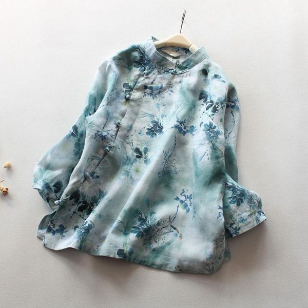 ethnic clothing shirt woman spring and summer retro disc buckle sloping open linen collar nine sleeves ink print chinese girl, Red
ethnic clothing shirt woman spring and summer retro disc buckle sloping open linen collar nine sleeves ink print chinese girl, Red