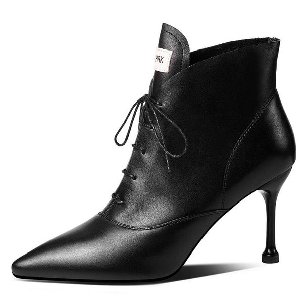 boots women's genuine leather thin high heel pointed toe lace-up autumn ankle elegant ladies slim dress short booties shoes, Black
boots women's genuine leather thin high heel pointed toe lace-up autumn ankle elegant ladies slim dress short booties shoes, Black