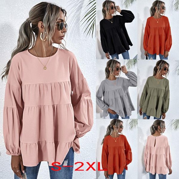 women's t-shirt 2021 spring autumn solid color round neck lantern long sleeve swing loose splicing casual pullover, White
women's t-shirt 2021 spring autumn solid color round neck lantern long sleeve swing loose splicing casual pullover, White
