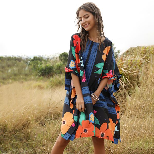 2021 spring and summer new foreign trade european and american womens clothing urban fashion fluffy round neck loose printed dress female cs, White;black
2021 spring and summer new foreign trade european and american womens clothing urban fashion fluffy round neck loose printed dress female cs, White;black
