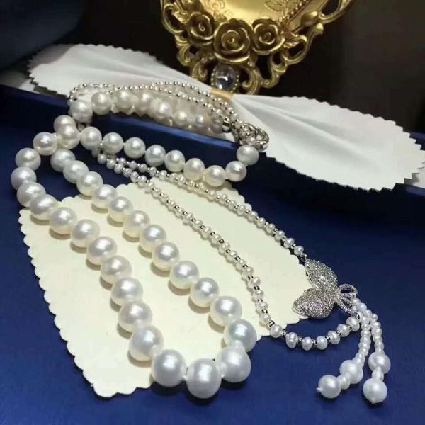 chains hand knotted 2strands white freshwater pearl necklace sweater chain long 43-48cm fashion jewelry, Silver
chains hand knotted 2strands white freshwater pearl necklace sweater chain long 43-48cm fashion jewelry, Silver