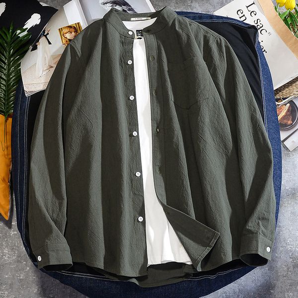 2021 autumn men's cotton linen long sleeved black casual solid color men white shirts fashion oversized cargo shirt koszula lakp, White;black
2021 autumn men's cotton linen long sleeved black casual solid color men white shirts fashion oversized cargo shirt koszula lakp, White;black