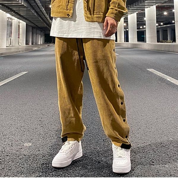 men's pants original side buttons corduroy straight casual trousers mens drawstring solid streetwear loose sweatpants hip hop oversize, Black
men's pants original side buttons corduroy straight casual trousers mens drawstring solid streetwear loose sweatpants hip hop oversize, Black