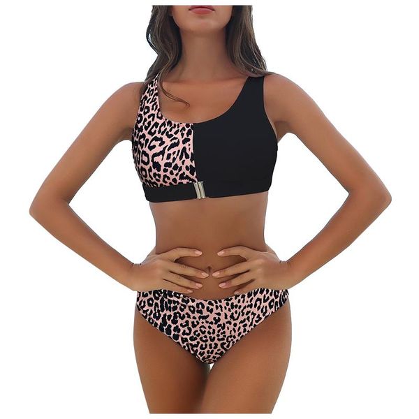 women's swimwear high waist leopard pattern splicing swimsuit split bikini women bathing suit beach wear, White;black
women's swimwear high waist leopard pattern splicing swimsuit split bikini women bathing suit beach wear, White;black