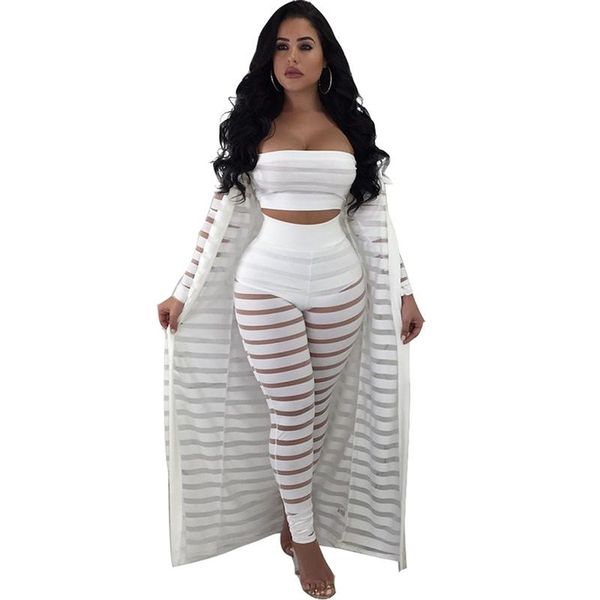 3 piece set women mesh patchwork strapless crop and high waist bodycon pant and summer see through maxi cardigan white, Gray
3 piece set women mesh patchwork strapless crop and high waist bodycon pant and summer see through maxi cardigan white, Gray