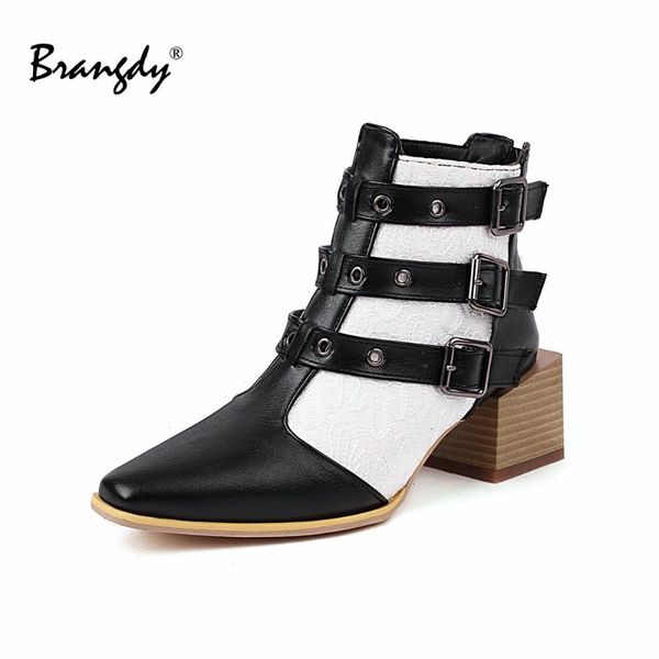 dress shoes brangdy morden women pumps pu square toe thick heel belt buckle mixed colors winter ankle boots zip splicing, Black
dress shoes brangdy morden women pumps pu square toe thick heel belt buckle mixed colors winter ankle boots zip splicing, Black