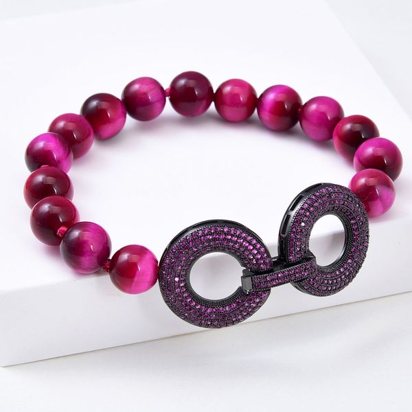 guaiguai jewelry natural stone 8'' fuchsia round 10mm tiger eye bracelet cz pave clasp handmade for women real lady fashion jewell, Black
guaiguai jewelry natural stone 8'' fuchsia round 10mm tiger eye bracelet cz pave clasp handmade for women real lady fashion jewell, Black