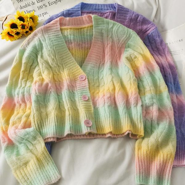 women's knits & tees autumn women sweater elegant rainbow outwear single breasted cardigan ladies casual loose-fitting thin short knitt, White
women's knits & tees autumn women sweater elegant rainbow outwear single breasted cardigan ladies casual loose-fitting thin short knitt, White