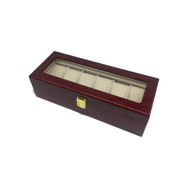 watch boxes & cases 6 slots red wood material with velvet linning window organizor, Black;blue
watch boxes & cases 6 slots red wood material with velvet linning window organizor, Black;blue