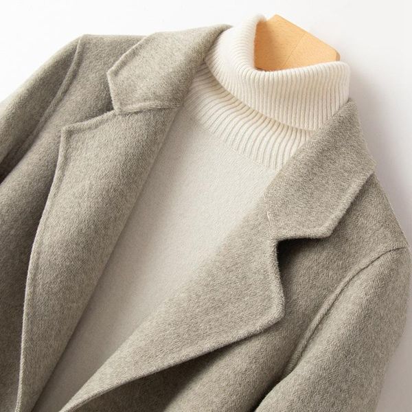 women's wool & blends broken size double side cashmere coat short korean small loose tweed anti season hepburn style, Black
women's wool & blends broken size double side cashmere coat short korean small loose tweed anti season hepburn style, Black