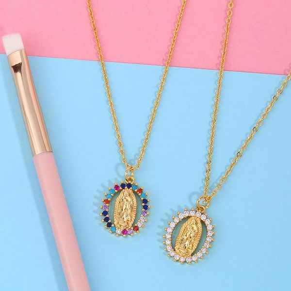 link, chain creative personality virgin mary geometric pendant necklace micro pave colorful zircon religious jewelry, Black
link, chain creative personality virgin mary geometric pendant necklace micro pave colorful zircon religious jewelry, Black
