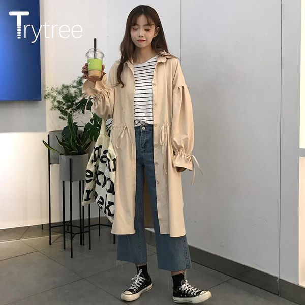 trytree 2021 autumn women's trench coat casual khaki adjustable waist single breasted pockets long office women's windbreaker, Tan;black
trytree 2021 autumn women's trench coat casual khaki adjustable waist single breasted pockets long office women's windbreaker, Tan;black