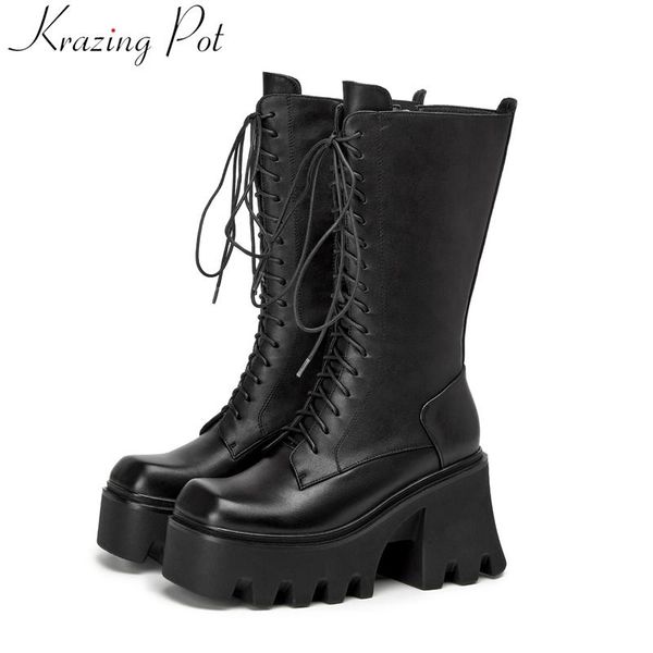 boots krazing pot ins big size cow leather square toe high heels cross-tied platform motorcycles zipper increased mid-calf, Black
boots krazing pot ins big size cow leather square toe high heels cross-tied platform motorcycles zipper increased mid-calf, Black