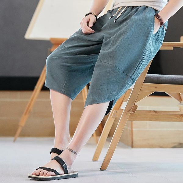 men's pants cropped trousers summer chinese style cotton linen for loose casual sports m-5xl, Black
men's pants cropped trousers summer chinese style cotton linen for loose casual sports m-5xl, Black