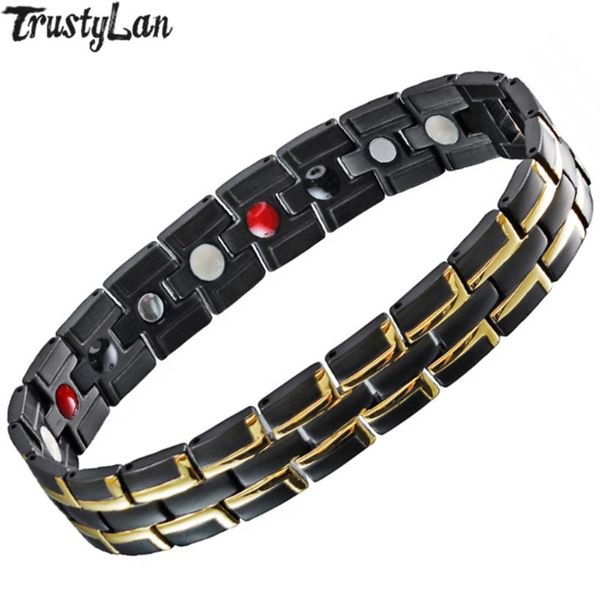 link, chain men's black gold plated stainless steel hand bracelets energy health care 4 in 1 therapy magnetic wristband homme jewelry g
link, chain men's black gold plated stainless steel hand bracelets energy health care 4 in 1 therapy magnetic wristband homme jewelry g