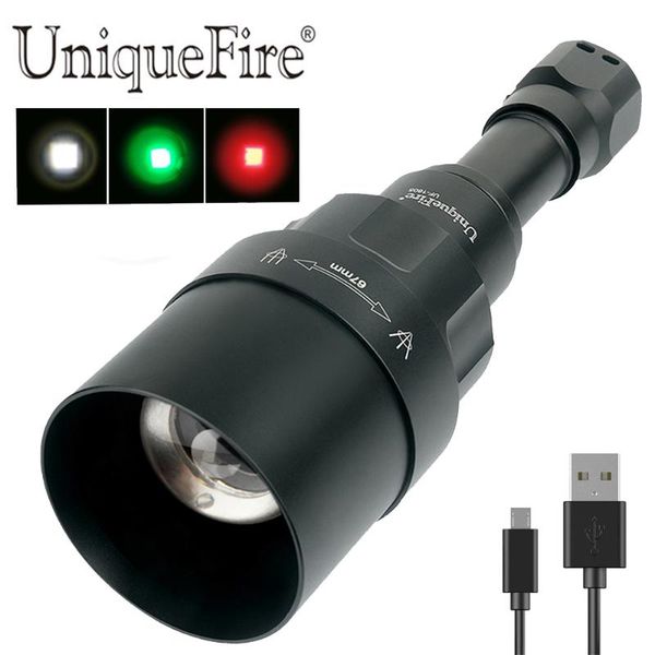 flashlights torches uniquefire 1605 usb rechargeable t67 xre led white/green/red light 67mm convex lens focus adjustable torch lanterna
flashlights torches uniquefire 1605 usb rechargeable t67 xre led white/green/red light 67mm convex lens focus adjustable torch lanterna