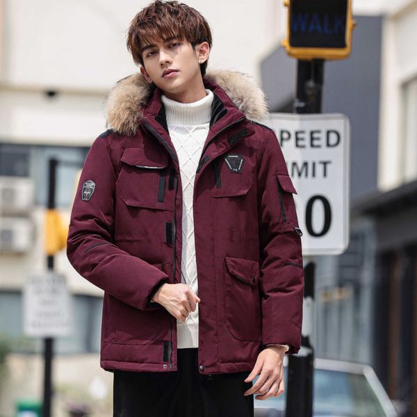 -30 degrees winter men's down jacket big pocket fur collar thicken parka male casual waterproof coat warm mens windbreaker, Black
-30 degrees winter men's down jacket big pocket fur collar thicken parka male casual waterproof coat warm mens windbreaker, Black