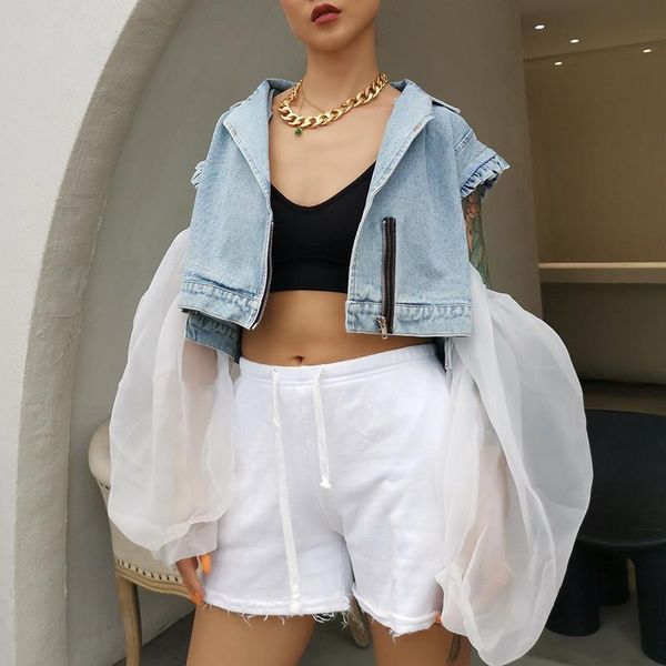 women's jackets donsignet denim jacket women 2021 autumn personality chiffon stitching lantern sleeve streetwear short coat female, Black;brown
women's jackets donsignet denim jacket women 2021 autumn personality chiffon stitching lantern sleeve streetwear short coat female, Black;brown