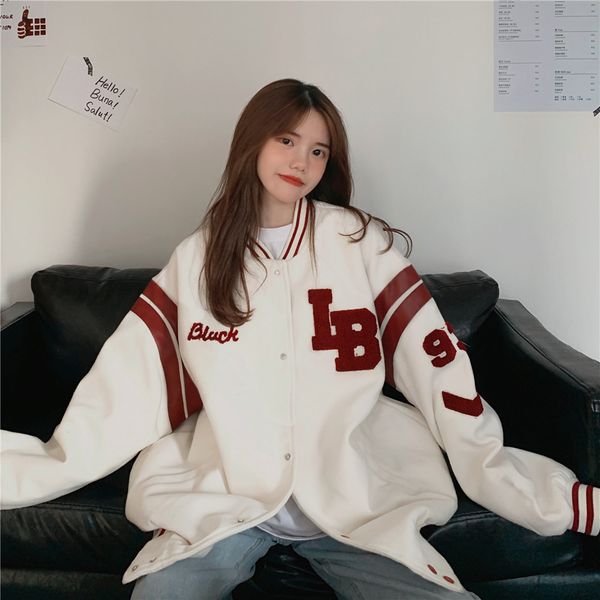 autumn and winter baseball suit new embroidered sweater women's plush thickened korean loose cardigan lazy coat, Blue;black
autumn and winter baseball suit new embroidered sweater women's plush thickened korean loose cardigan lazy coat, Blue;black