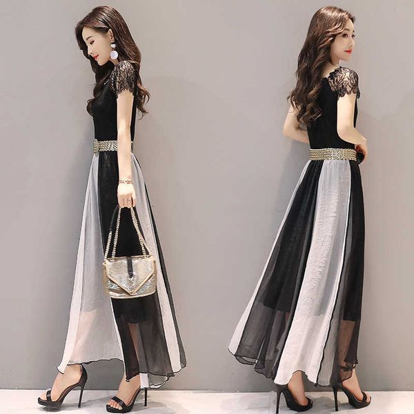 lace splicing chiffon drs women's long skirt summer 2021 temperament lady high waist slim, Black;gray
lace splicing chiffon drs women's long skirt summer 2021 temperament lady high waist slim, Black;gray