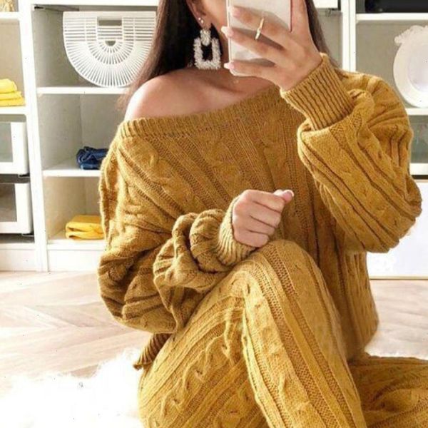 knitted two piece set women long sleeve and long pants winter sweater two piece set, Gray
knitted two piece set women long sleeve and long pants winter sweater two piece set, Gray