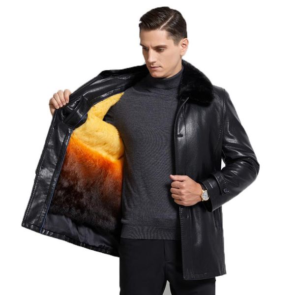 men's leather & faux jacket winter warm whole fur liner and collar chaqueta moto hombre casual coats men, m-4xl, Black
men's leather & faux jacket winter warm whole fur liner and collar chaqueta moto hombre casual coats men, m-4xl, Black
