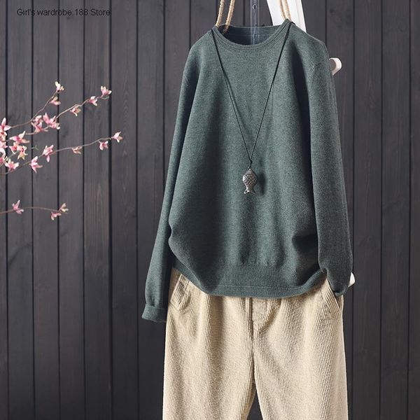 women's sweaters song xu autumn and winter products loose literature art solid color round neck pullover sweater soft elastic, White;black
women's sweaters song xu autumn and winter products loose literature art solid color round neck pullover sweater soft elastic, White;black