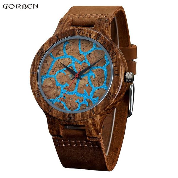 wristwatches gorben 056 unique men wood watch for male fashion blue crack design genuine leather bamboo analog quartz wristwatch, Slivery;brown
wristwatches gorben 056 unique men wood watch for male fashion blue crack design genuine leather bamboo analog quartz wristwatch, Slivery;brown