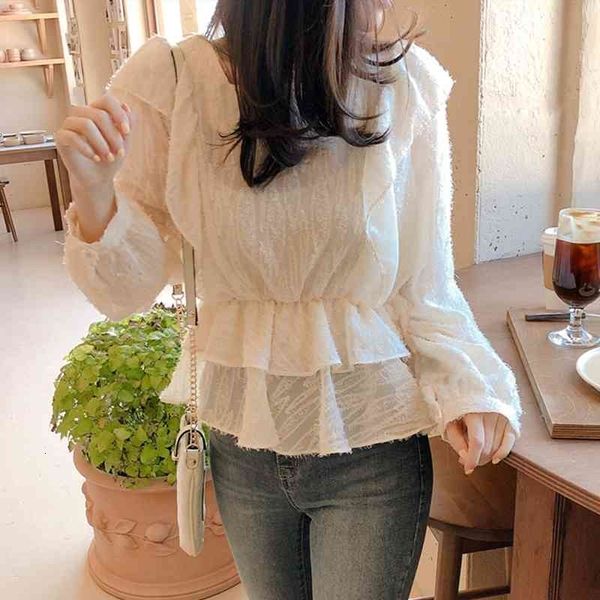 women's knits & tees chic korea fashion women cute sweet ruffled slim waist peplum blouse n2475 z0hm, White
women's knits & tees chic korea fashion women cute sweet ruffled slim waist peplum blouse n2475 z0hm, White