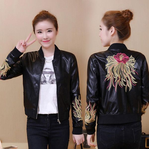 women's jackets autumn winter women pu leather embroidery floral coats short design, Black;brown
women's jackets autumn winter women pu leather embroidery floral coats short design, Black;brown